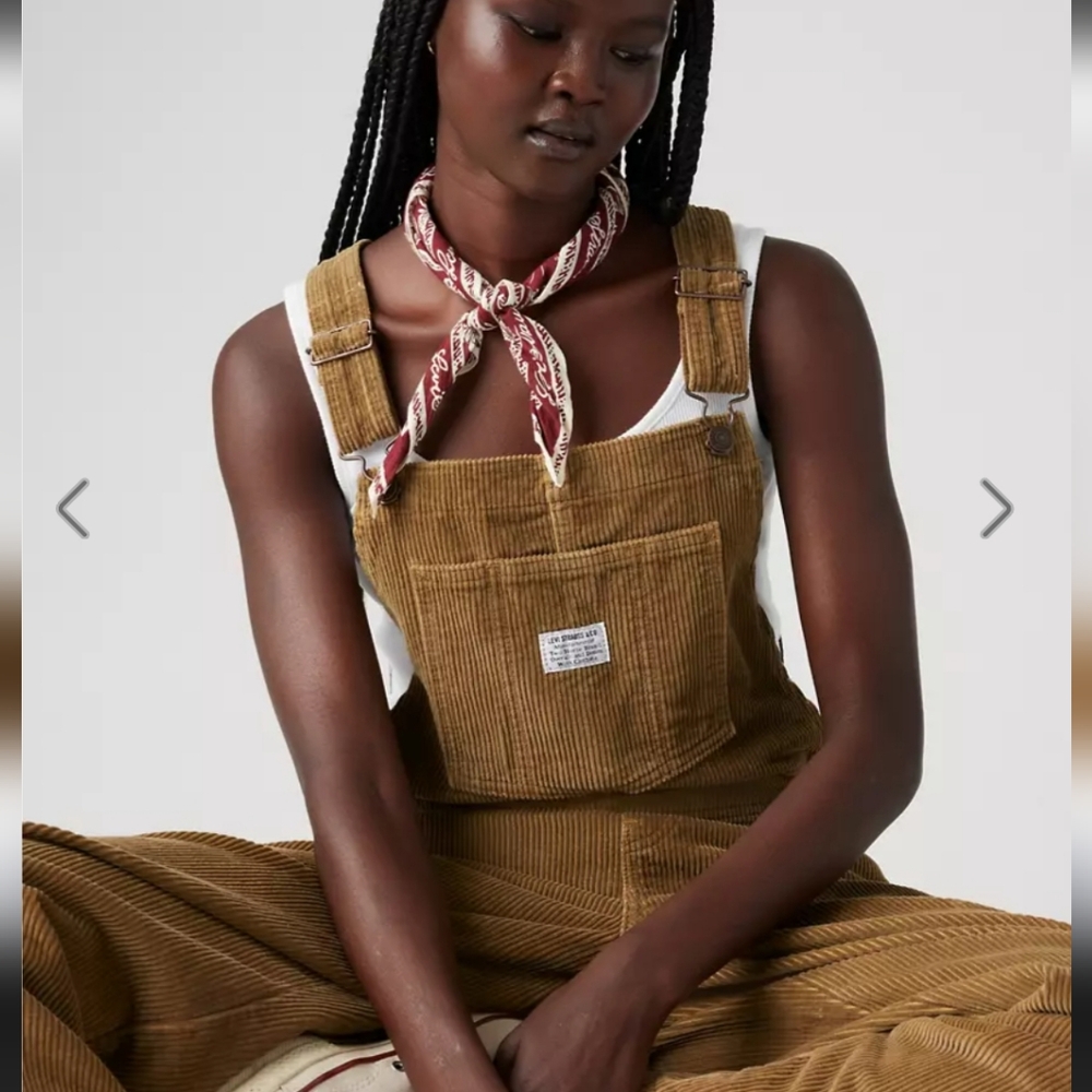 Women's Brown Corduroy Overalls - Picture 2 of 7